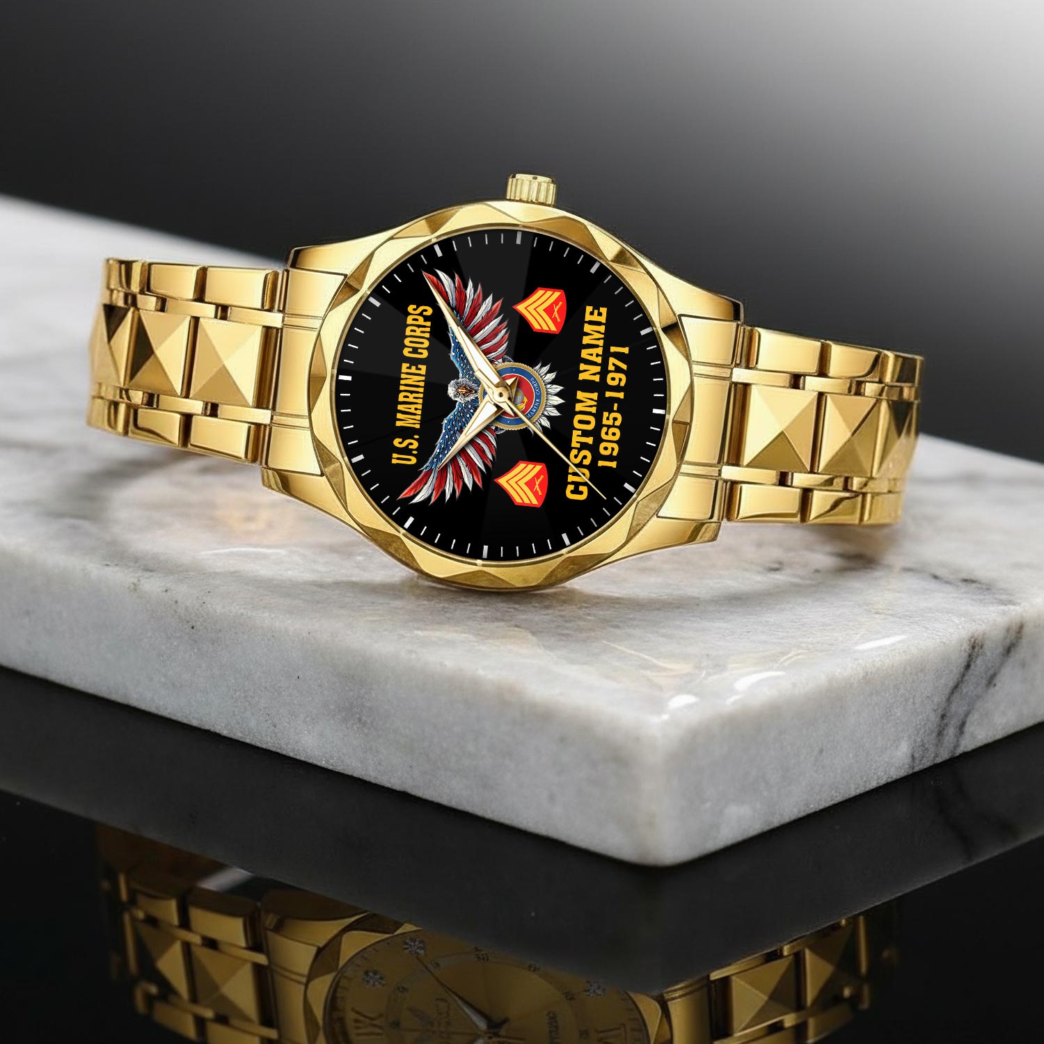 US Marine Corps - Diamond-Cut Bezel Watch - Image 2