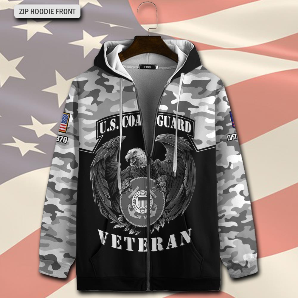 US Coast Guard, Honoring All Who Served - Zip Hoodie - Image 2