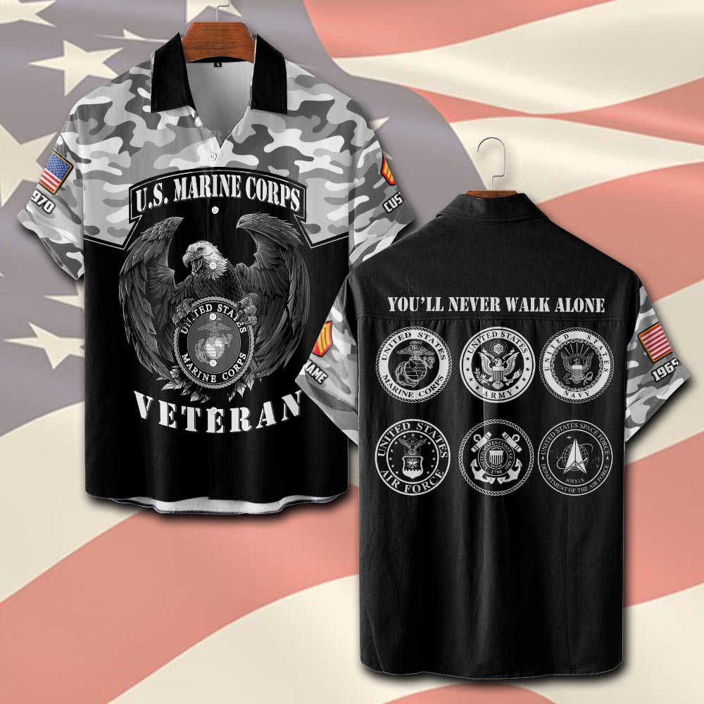 US Marine Corps, Duty, Honor, Country - Short Sleeve Button Shirt