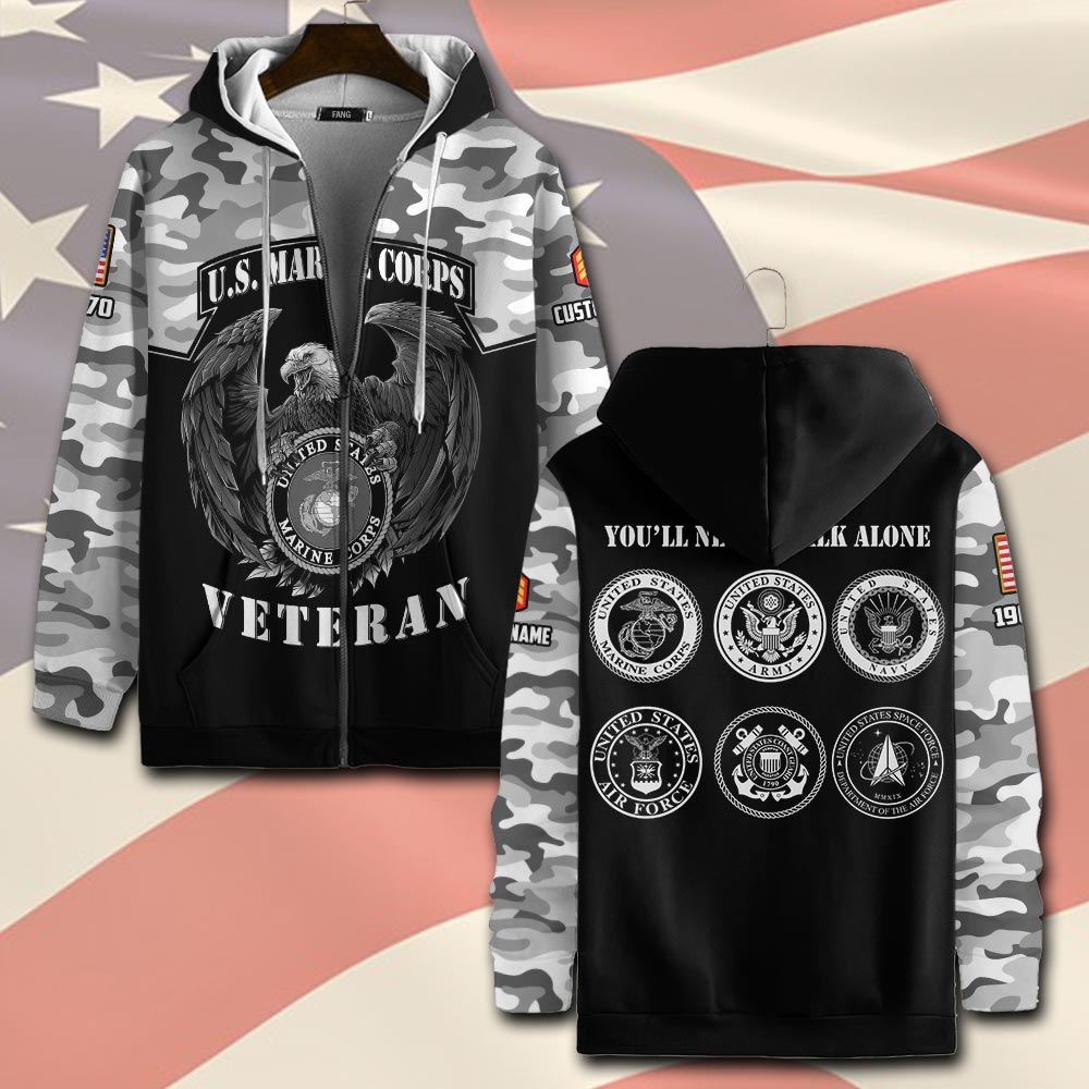 US Marine Corps, No One Fights Alone - Zip Hoodie