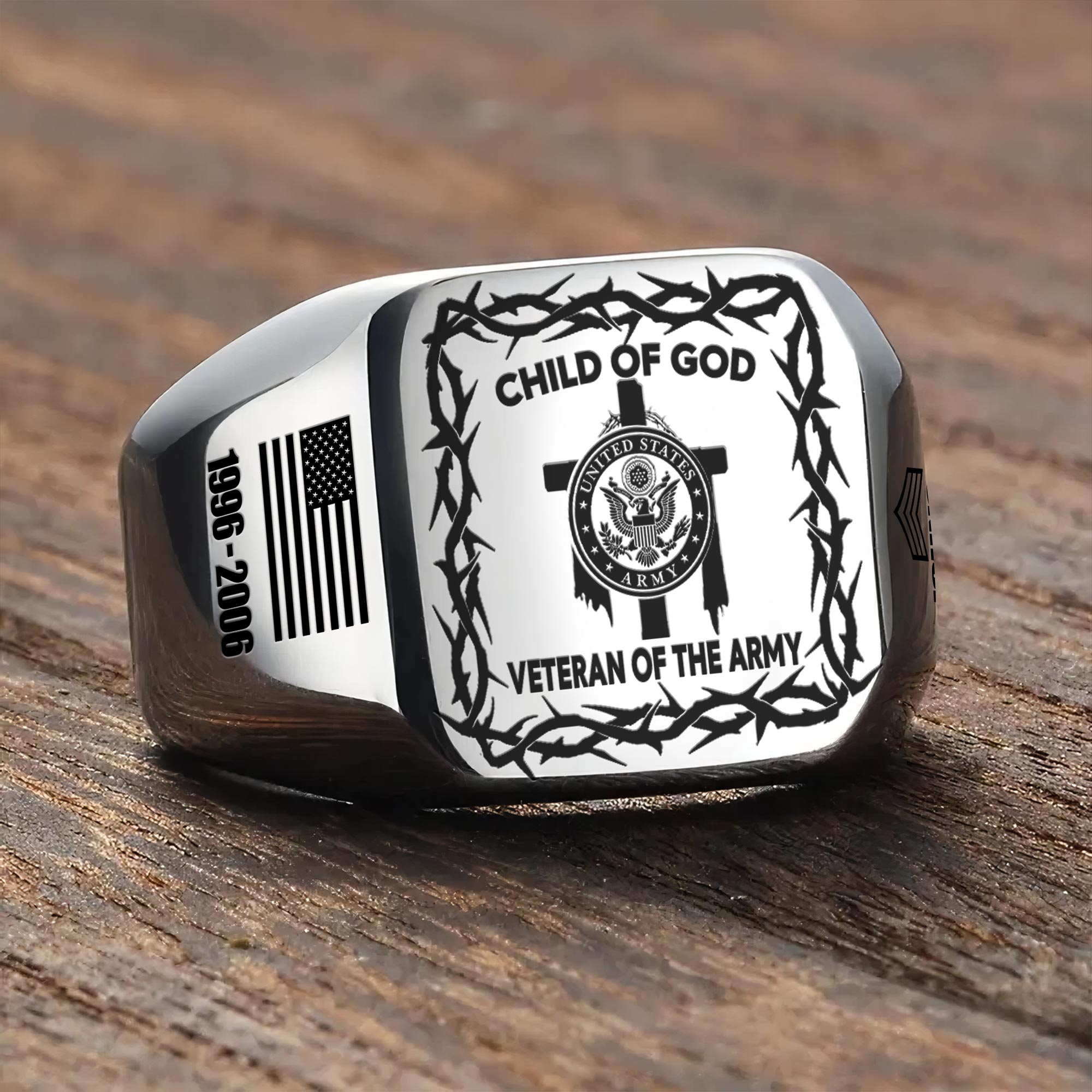 US Army, W 2 Army Chief Warrant Officer 2 - Engraved Men's Ring - Image 3