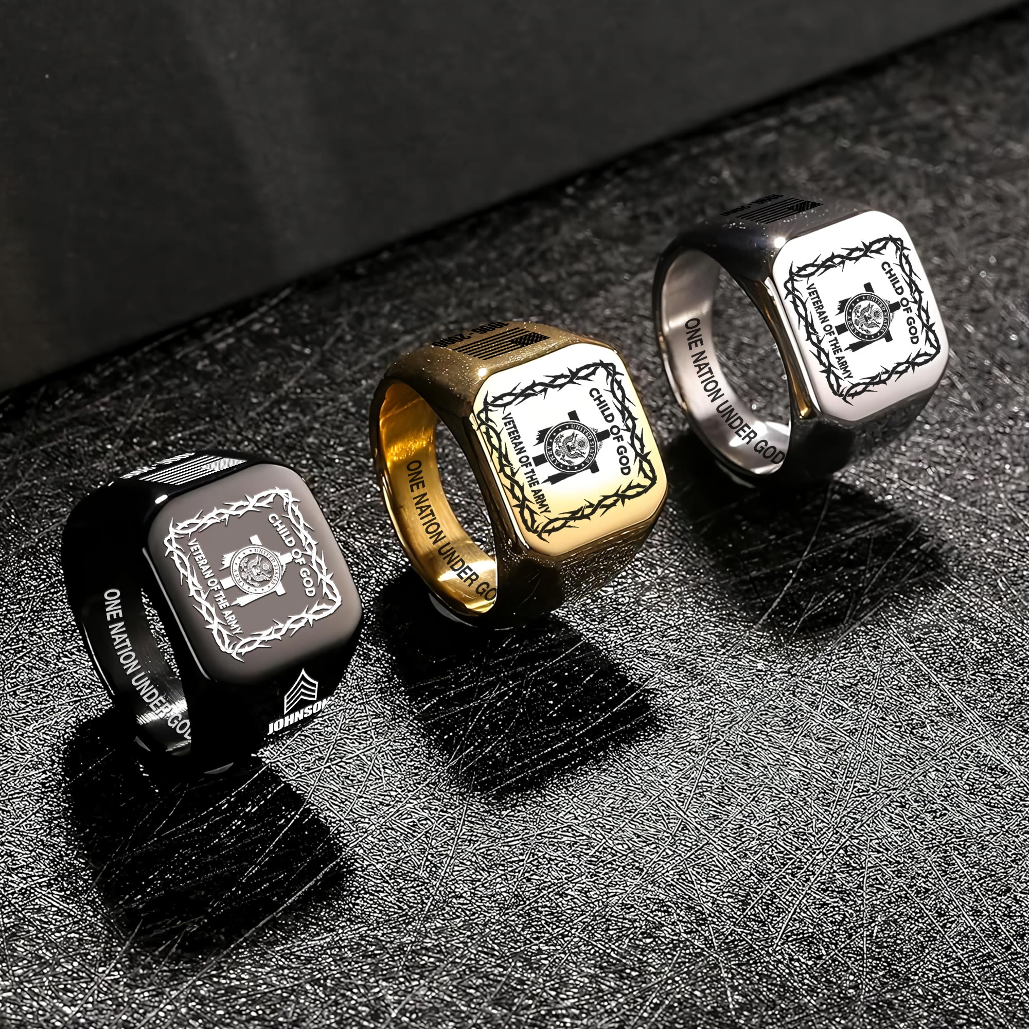 US Army, W 2 Army Chief Warrant Officer 2 - Engraved Men's Ring - Image 7