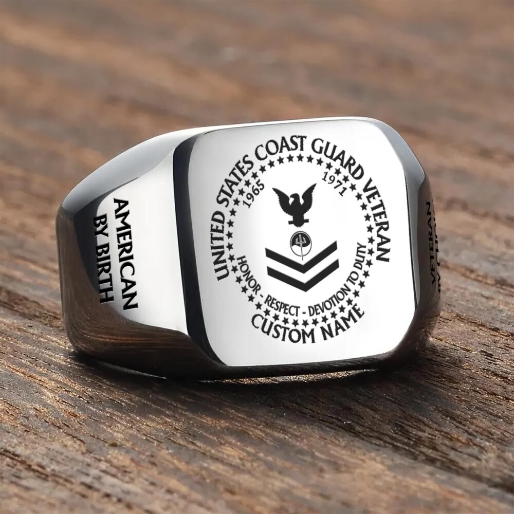US Coast Guard, E 6 Gold - Engraved Men's Ring - Image 3