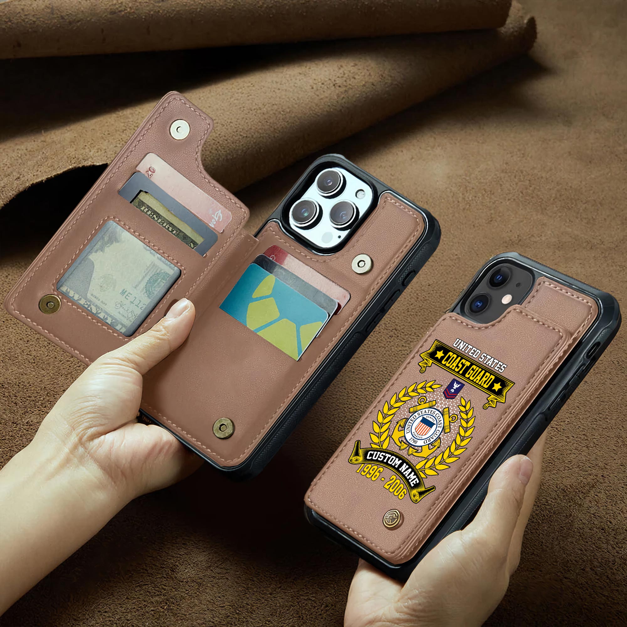 US Coast Guard, Life And Pride - Leather Flip Phone Case - Image 2