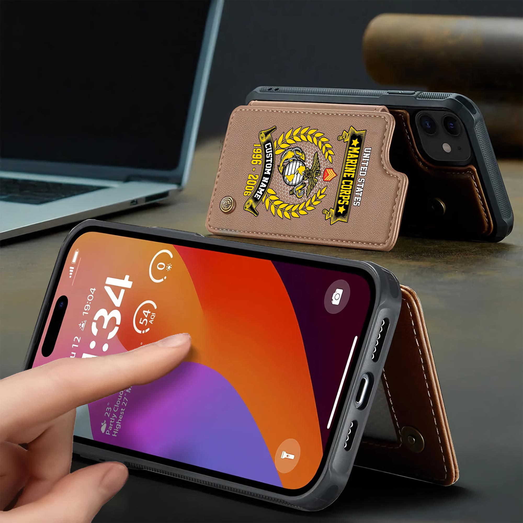 US Marine Corps, Life And Pride - Leather Flip Phone Case - Image 3