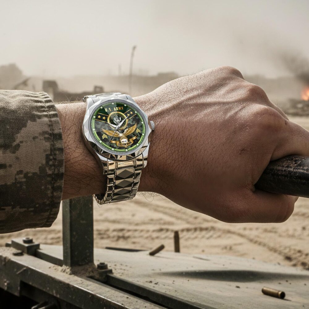 US Army, E 4 Army Specialist - Diamond-Cut Bezel Watch - Image 4