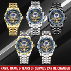 US Air Force, Land Of The Free, Because Of The Brave - Diamond-Cut Bezel Watch