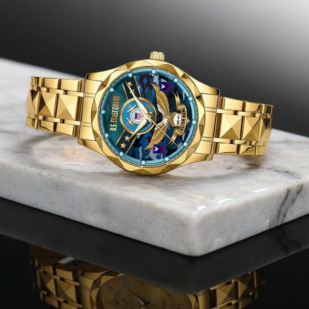 US Coast Guard, E 3 White - Diamond-Cut Bezel Watch - Image 2
