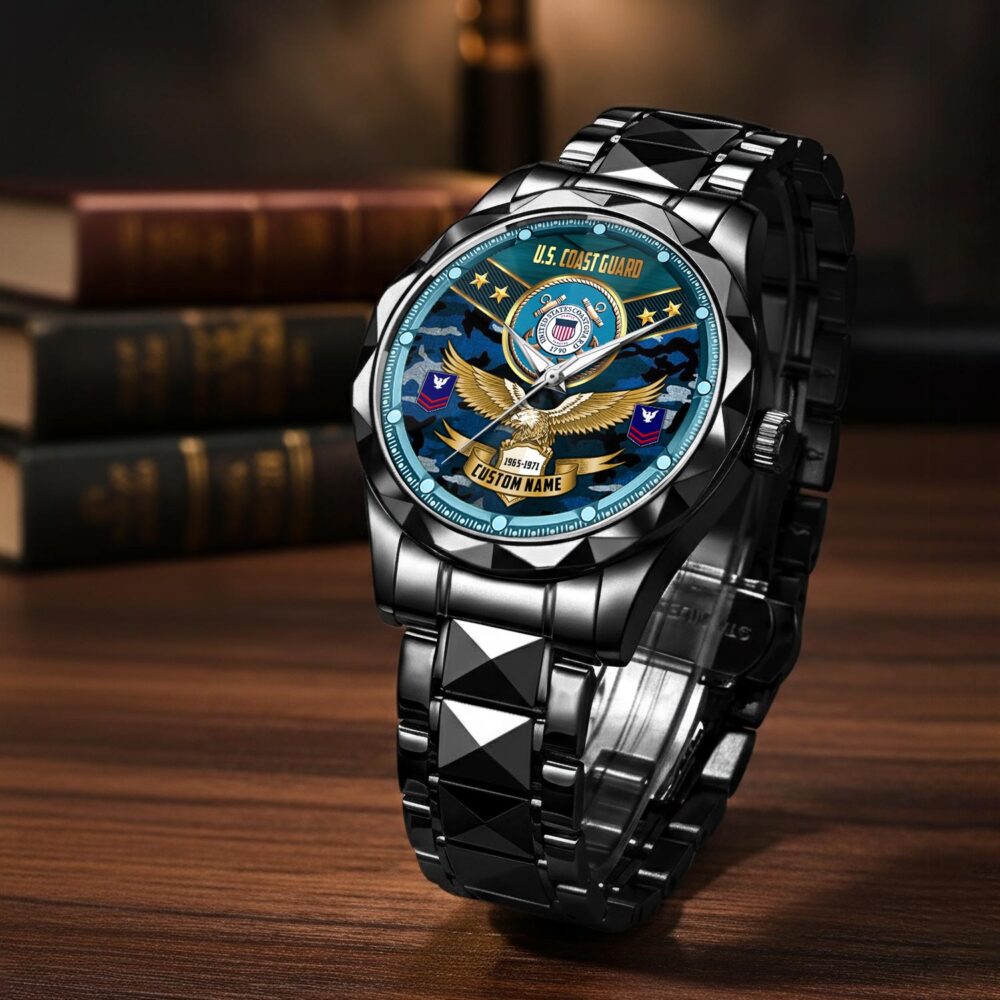 US Coast Guard, E 3 White - Diamond-Cut Bezel Watch - Image 3