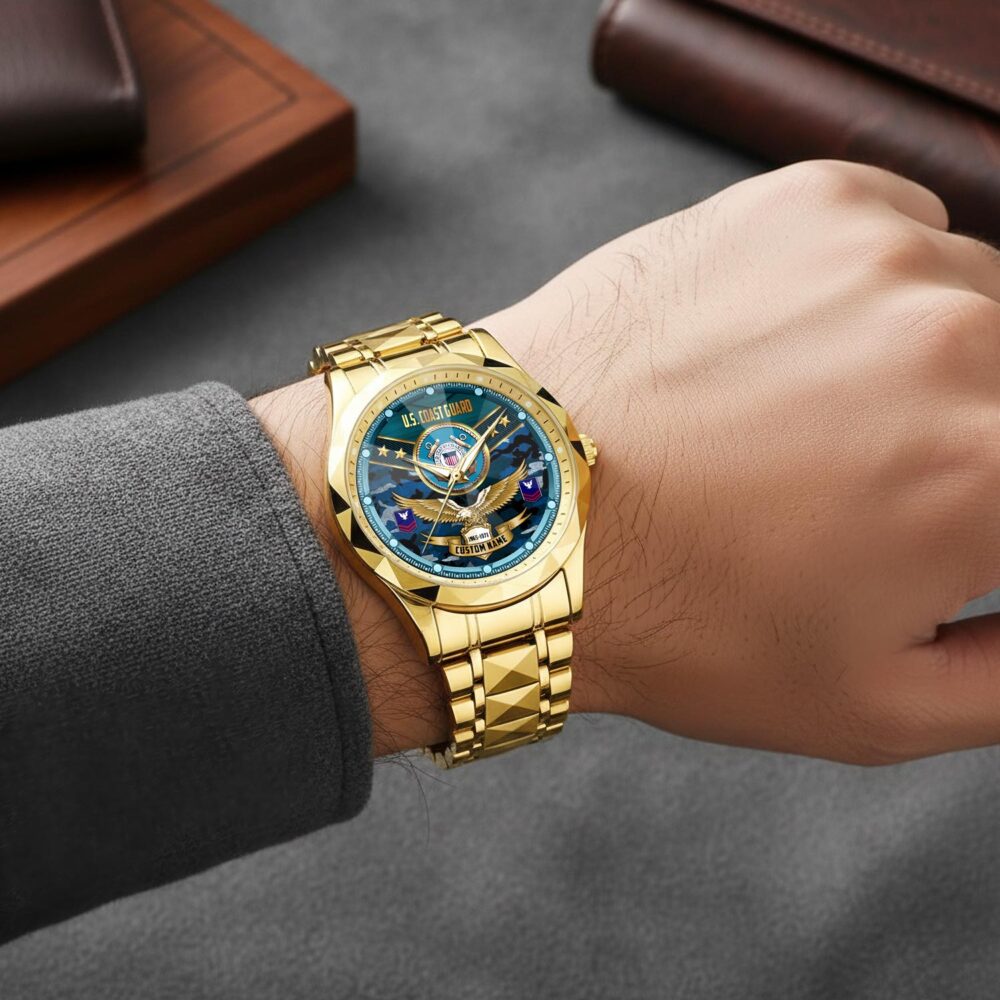 US Coast Guard, E 3 White - Diamond-Cut Bezel Watch - Image 5