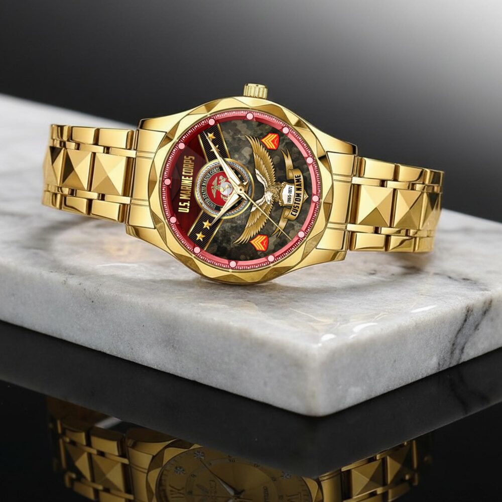 US Marine Corps, O 2 Marines First Lieutenant - Diamond-Cut Bezel Watch - Image 2
