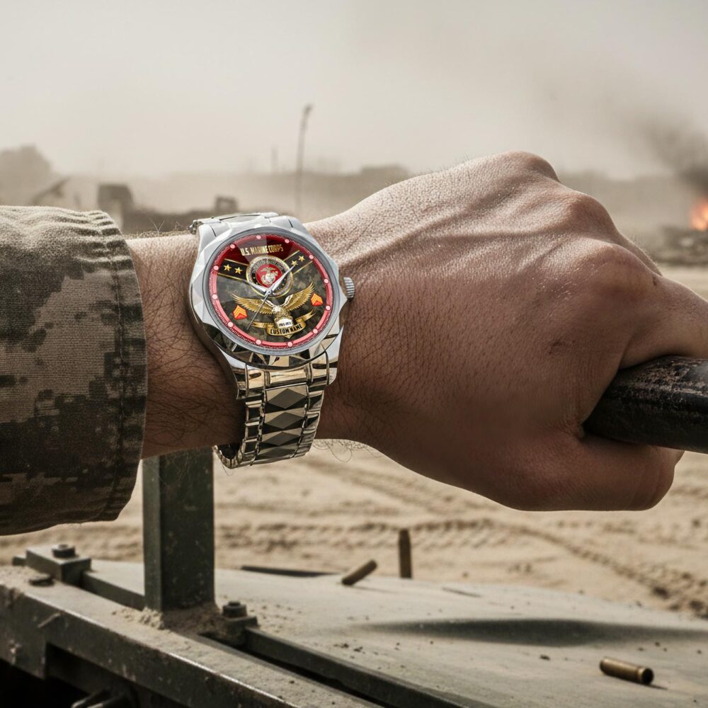 US Marine Corps, O 2 Marines First Lieutenant - Diamond-Cut Bezel Watch - Image 4
