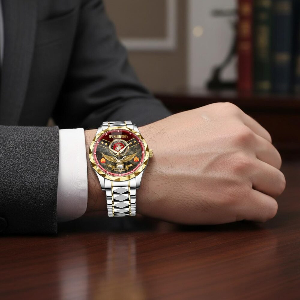 US Marine Corps, O 2 Marines First Lieutenant - Diamond-Cut Bezel Watch - Image 7