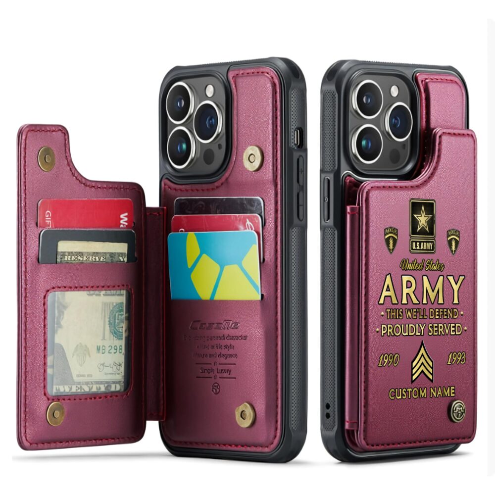 Army Division, Freedom Over Fear - Leather Flip Phone Case - Image 4
