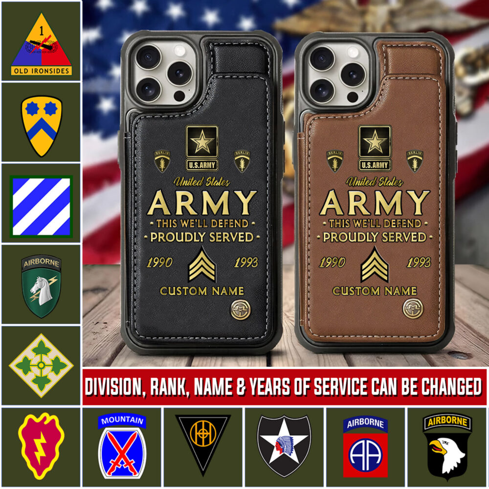 Army Division, Freedom Over Fear - Leather Flip Phone Case