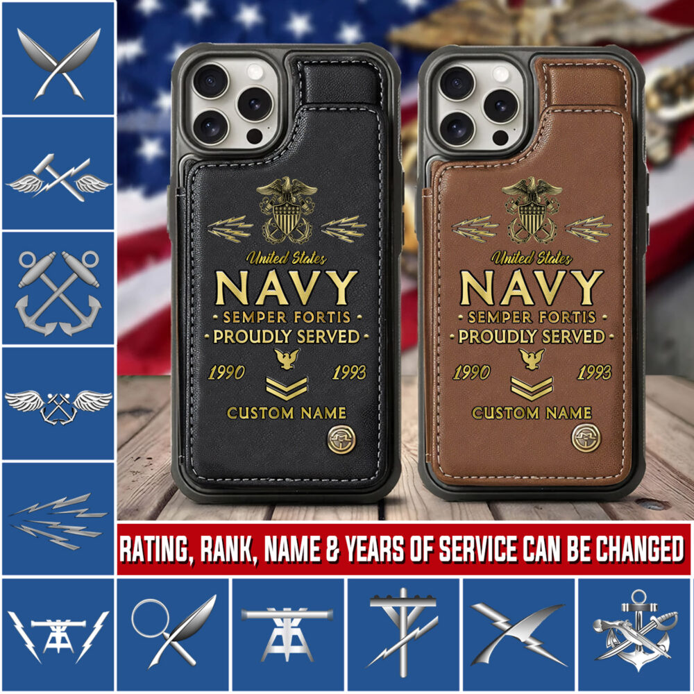 Navy Rating, Anchors Aweigh - Leather Flip Phone Case
