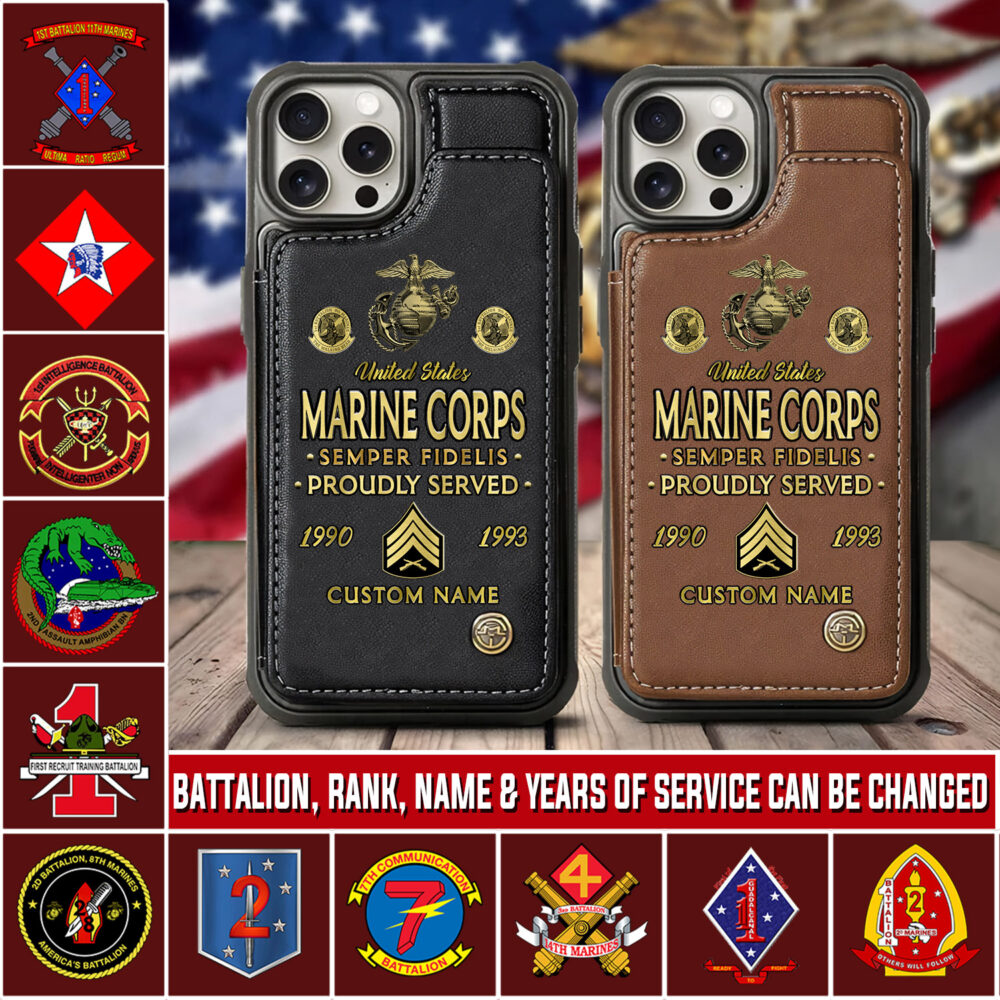Marine Battalion, W 4 Marines Chief Warrant Officer 4 - Leather Flip Phone Case