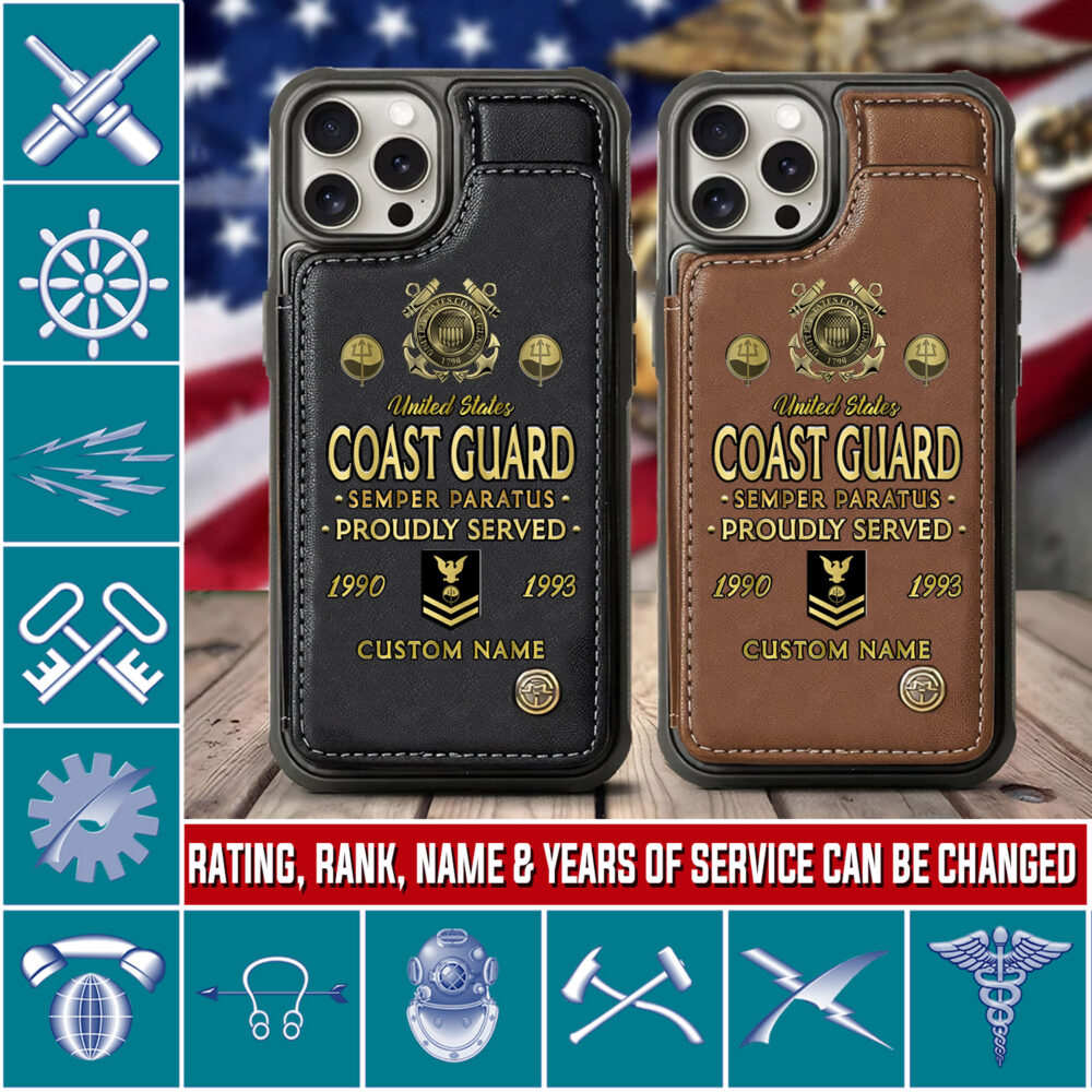 Coast Guard Rating, Honoring All Who Served - Leather Flip Phone Case