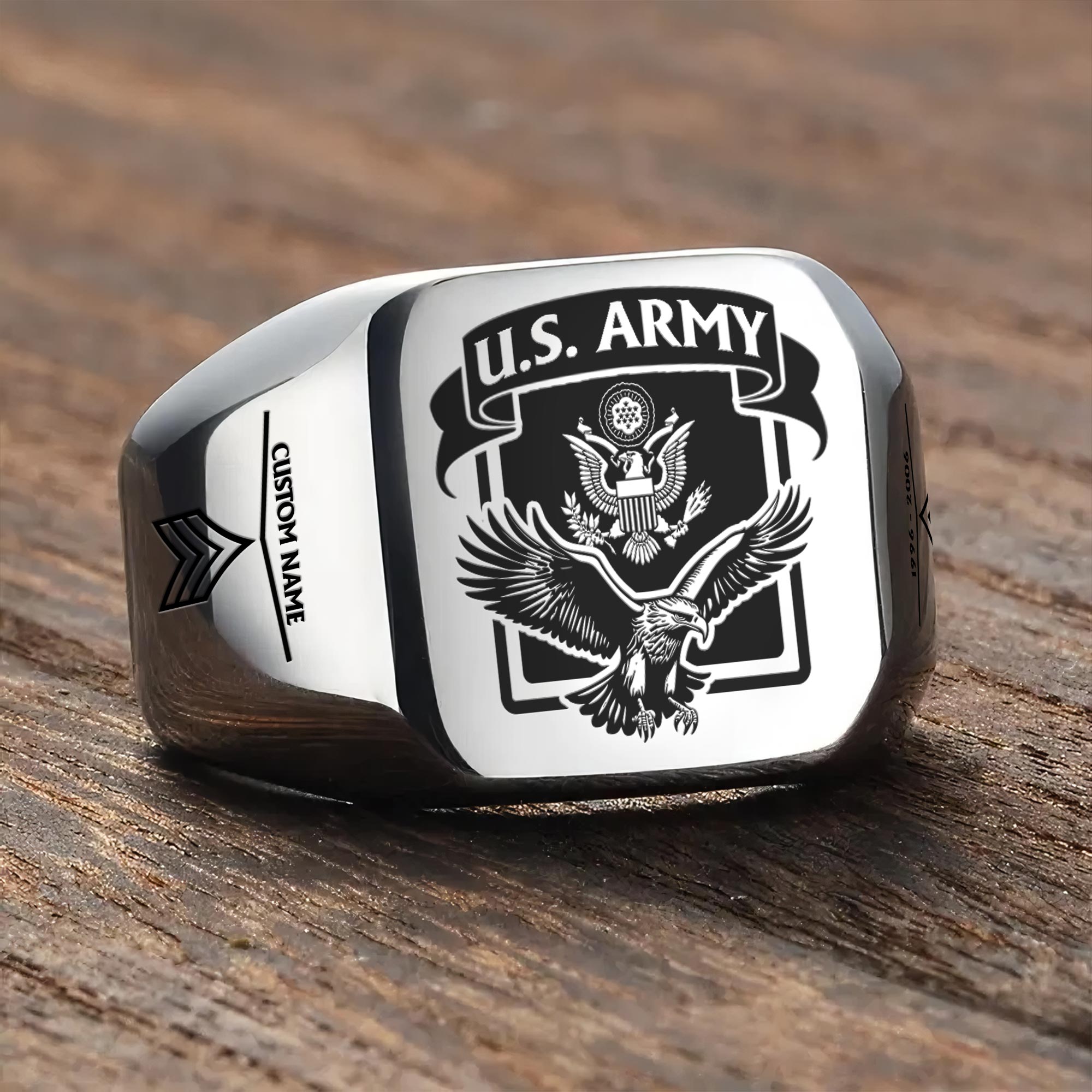 US Army, E 6 Army Staff Sergeant - Engraved Men's Ring - Image 3