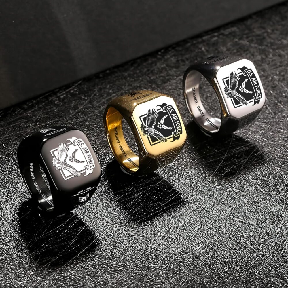 US Air Force , Lest We Forget - Engraved Men's Ring - Image 7