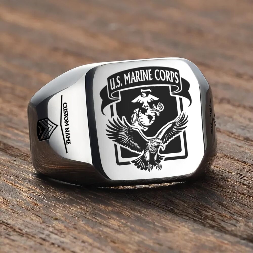 US Marine Corps, E 9 Marines Sergeant Major - Engraved Men's Ring - Image 3