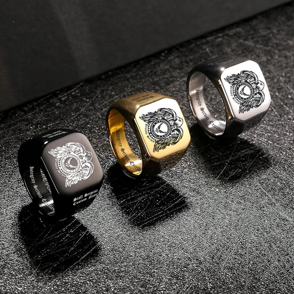 US Air Force , Freedom Over Fear - Engraved Men's Ring - Image 7
