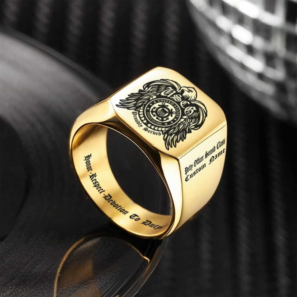 US Coast Guard, Served With Pride - Engraved Men's Ring - Image 2