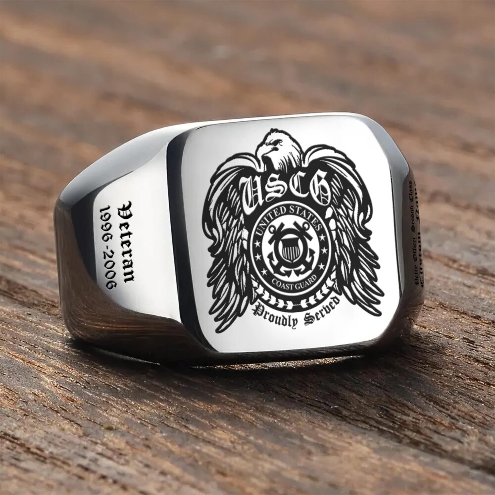 US Coast Guard, Served With Pride - Engraved Men's Ring - Image 3