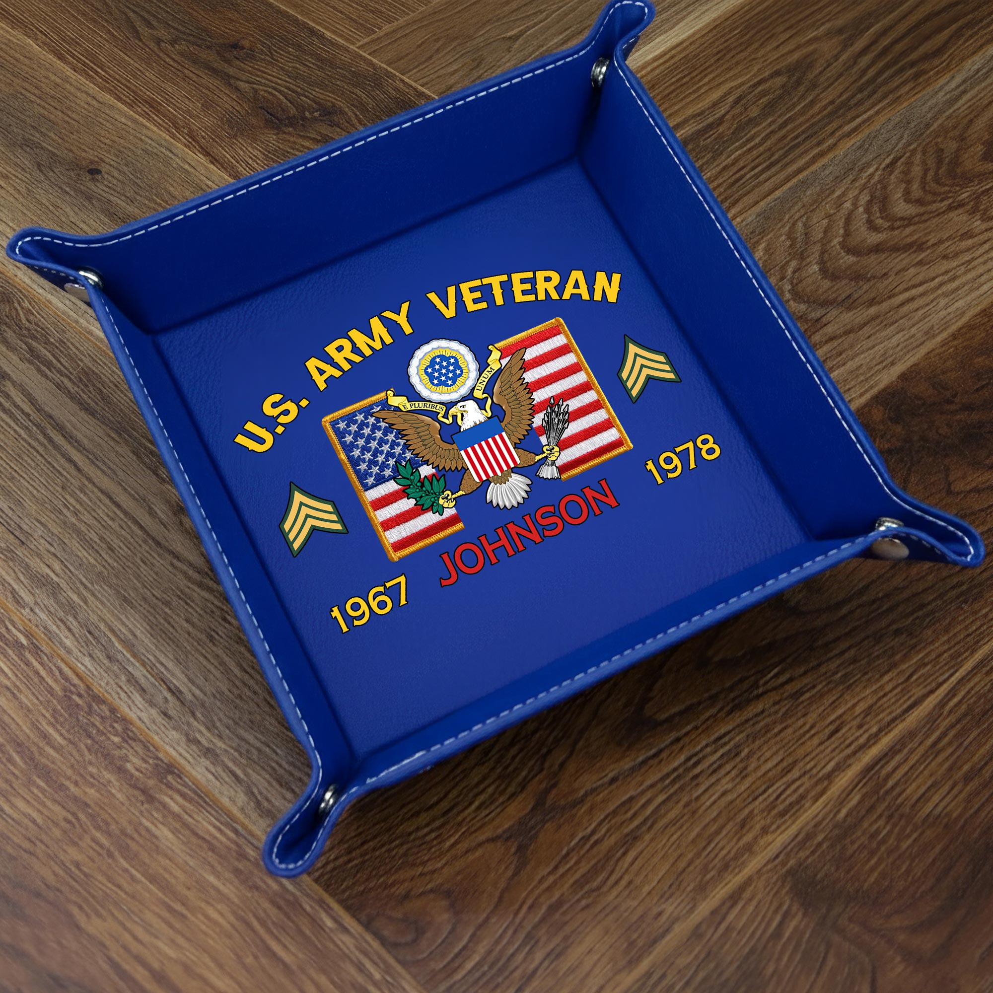 US Army, Defender of Freedom - Personalized Leather Valet Tray - Image 3