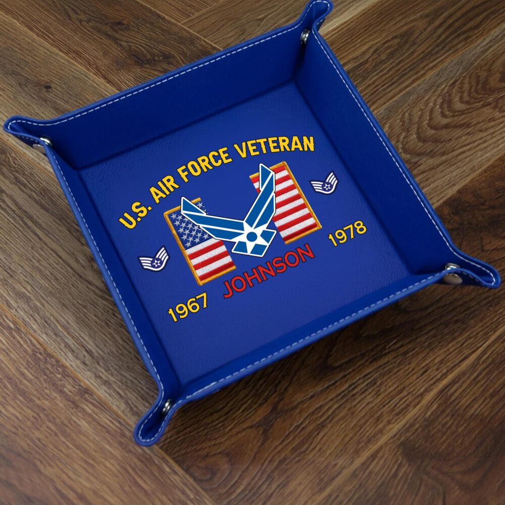 US Air Force, Freedom Over Fear - Personalized Leather Valet Tray - Image 3