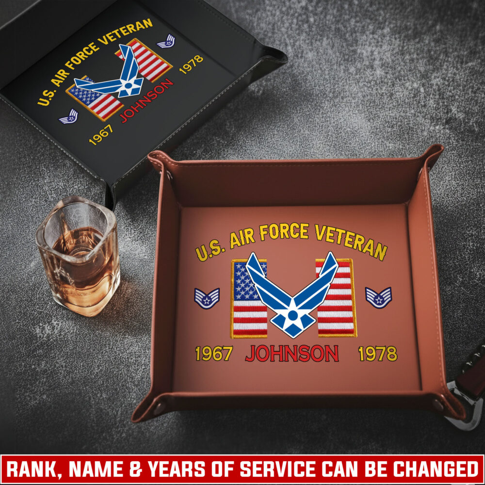 US Air Force, Freedom Over Fear - Personalized Leather Valet Tray