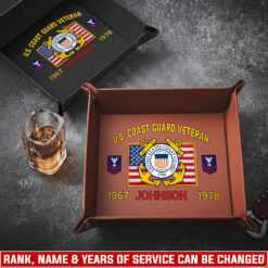 US Coast Guard, E 8 Gold - Personalized Leather Valet Tray