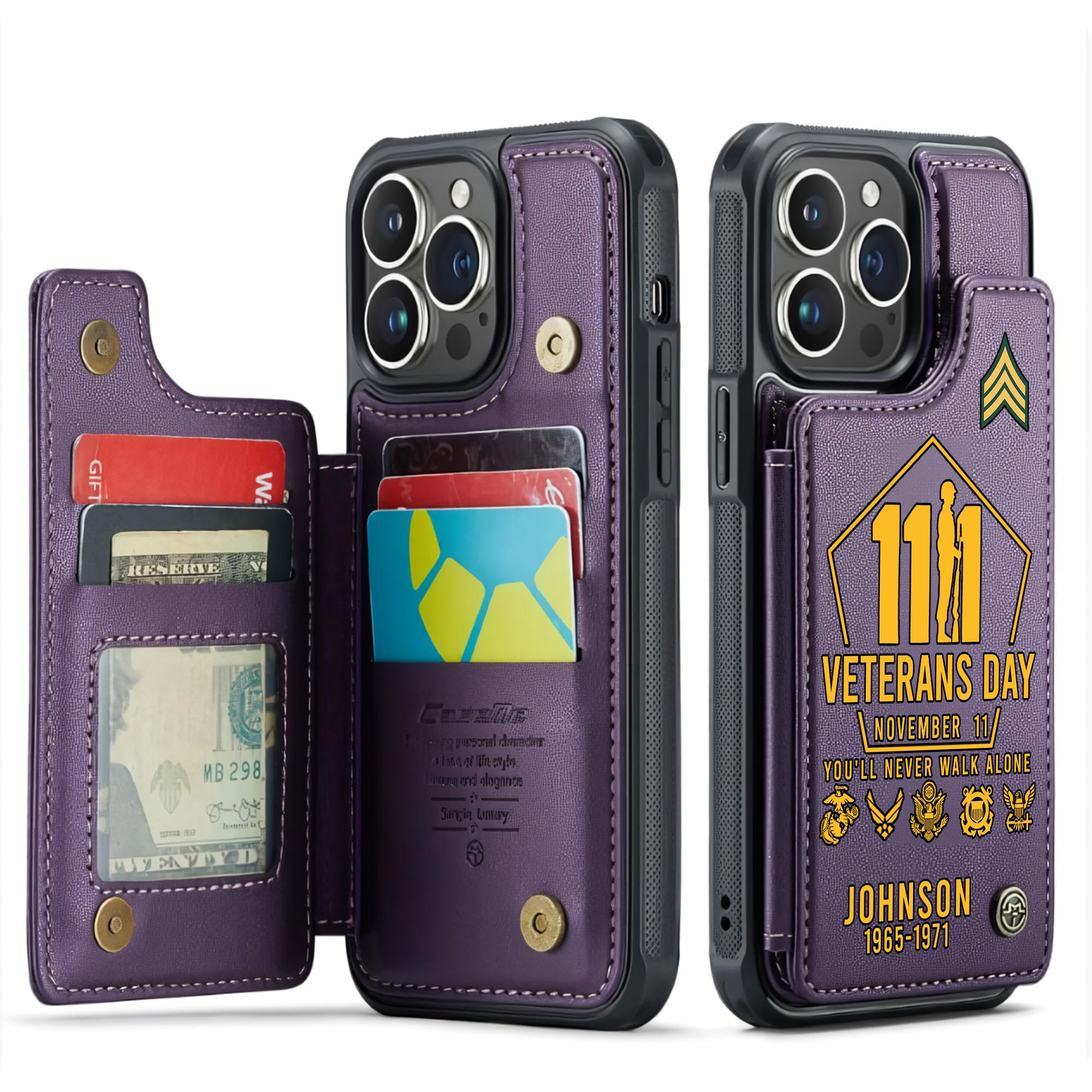 US Army, E 6 Army Staff Sergeant - Leather Flip Phone Case - Image 6