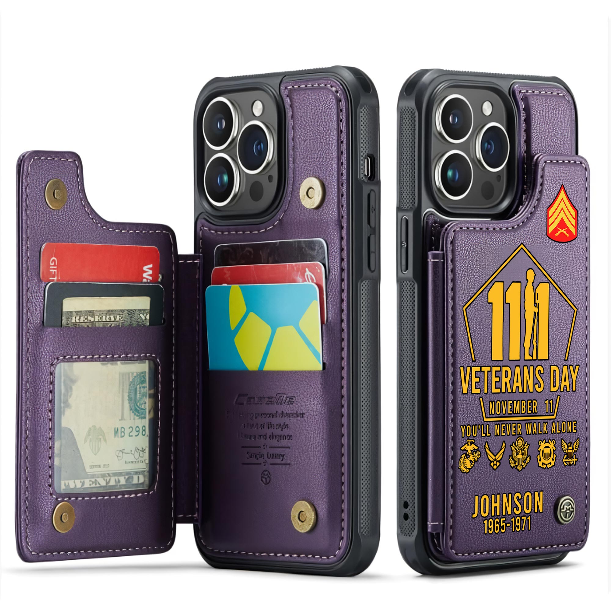 US Marine Corps, O 2 Marines First Lieutenant - Leather Flip Phone Case - Image 6