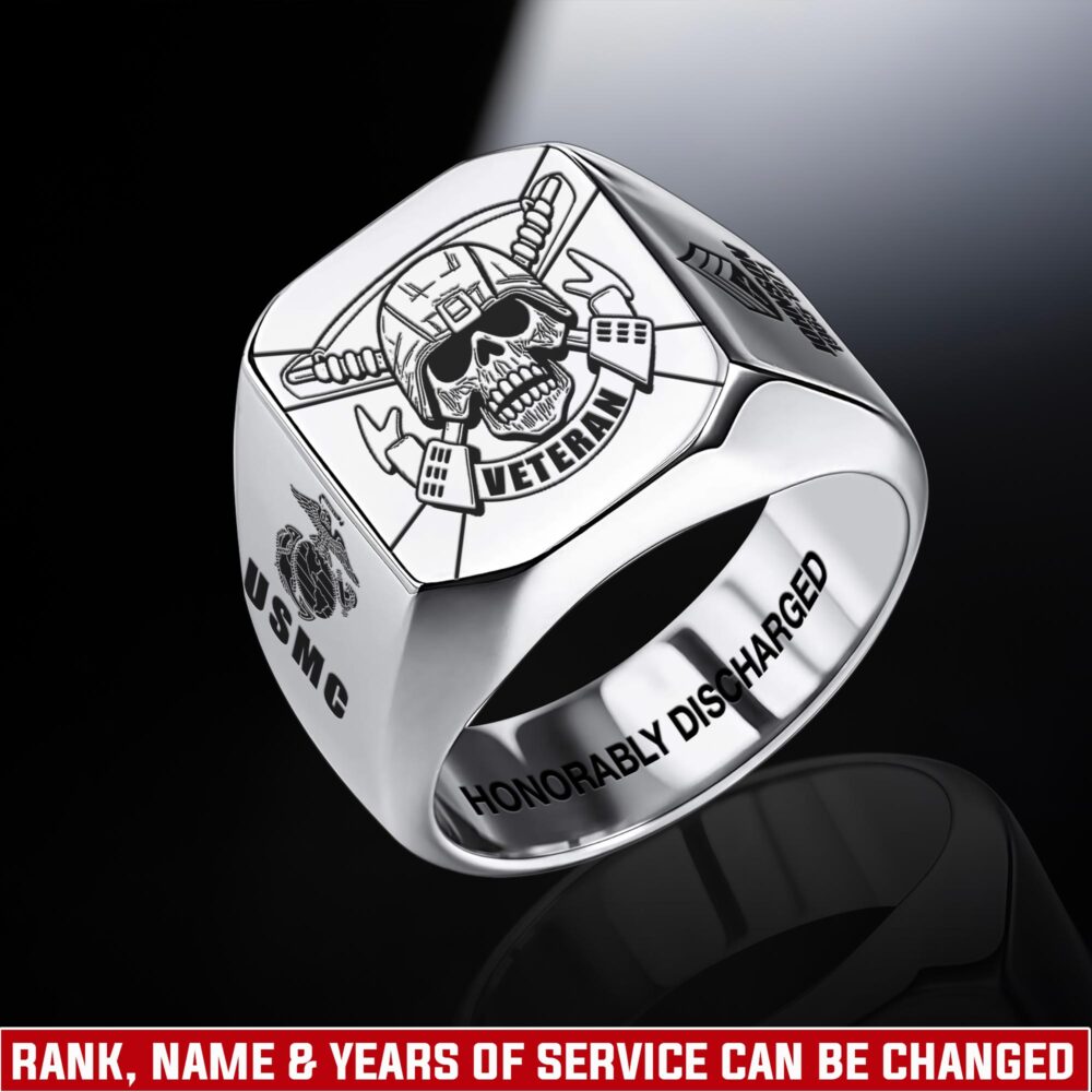 US Marine Corps, Land Of The Free, Because Of The Brave - Engraved Men's Ring