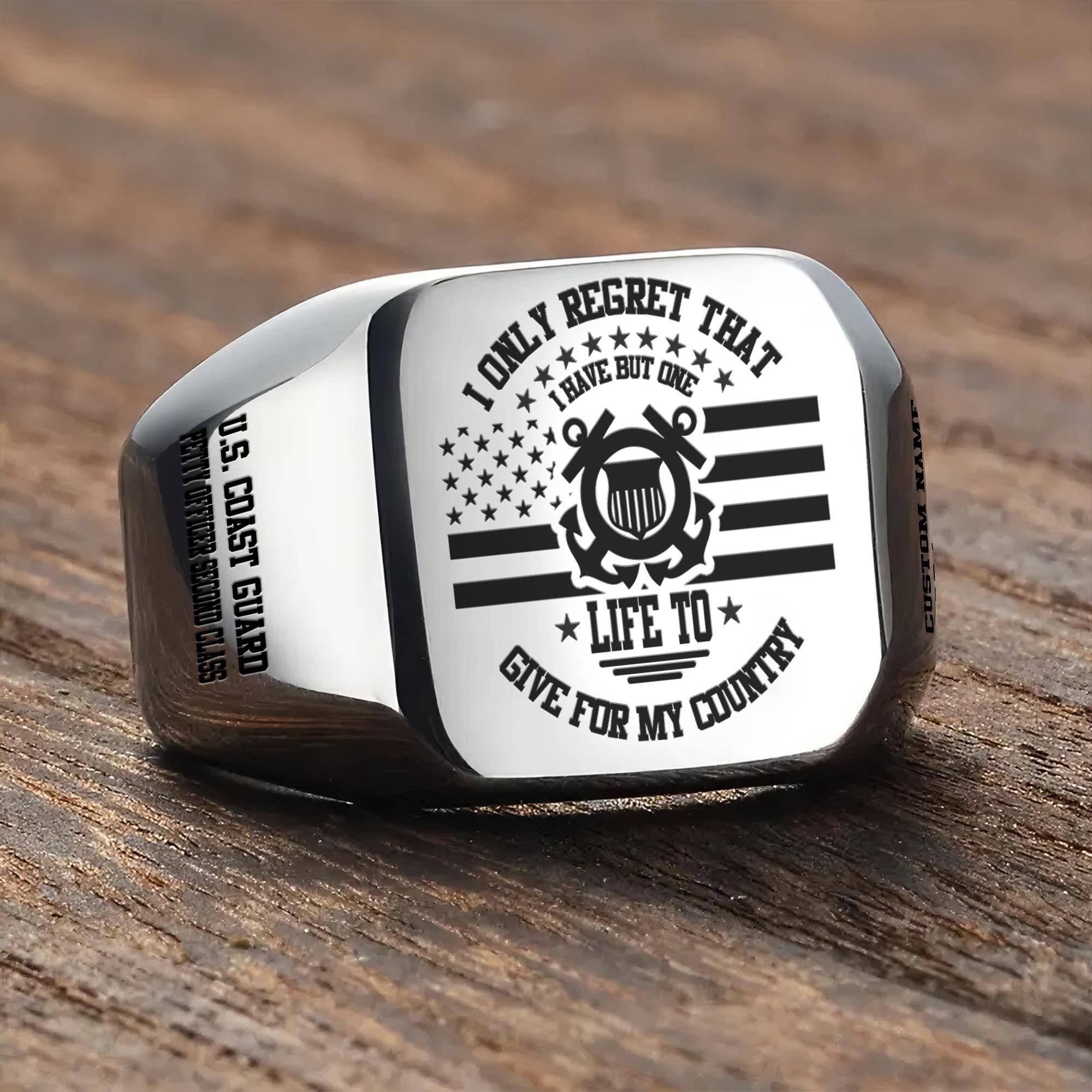 US Coast Guard, Served With Pride - Engraved Men's Ring - Image 3