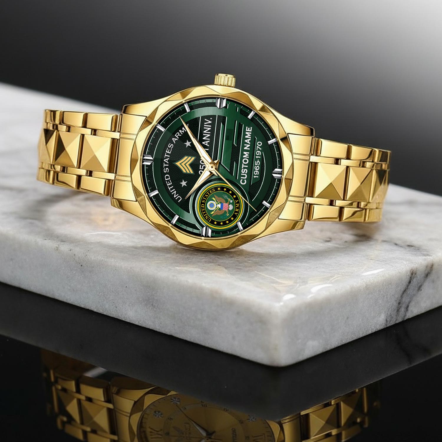 US Army, Honoring All Who Served - Diamond-Cut Bezel Watch - Image 2