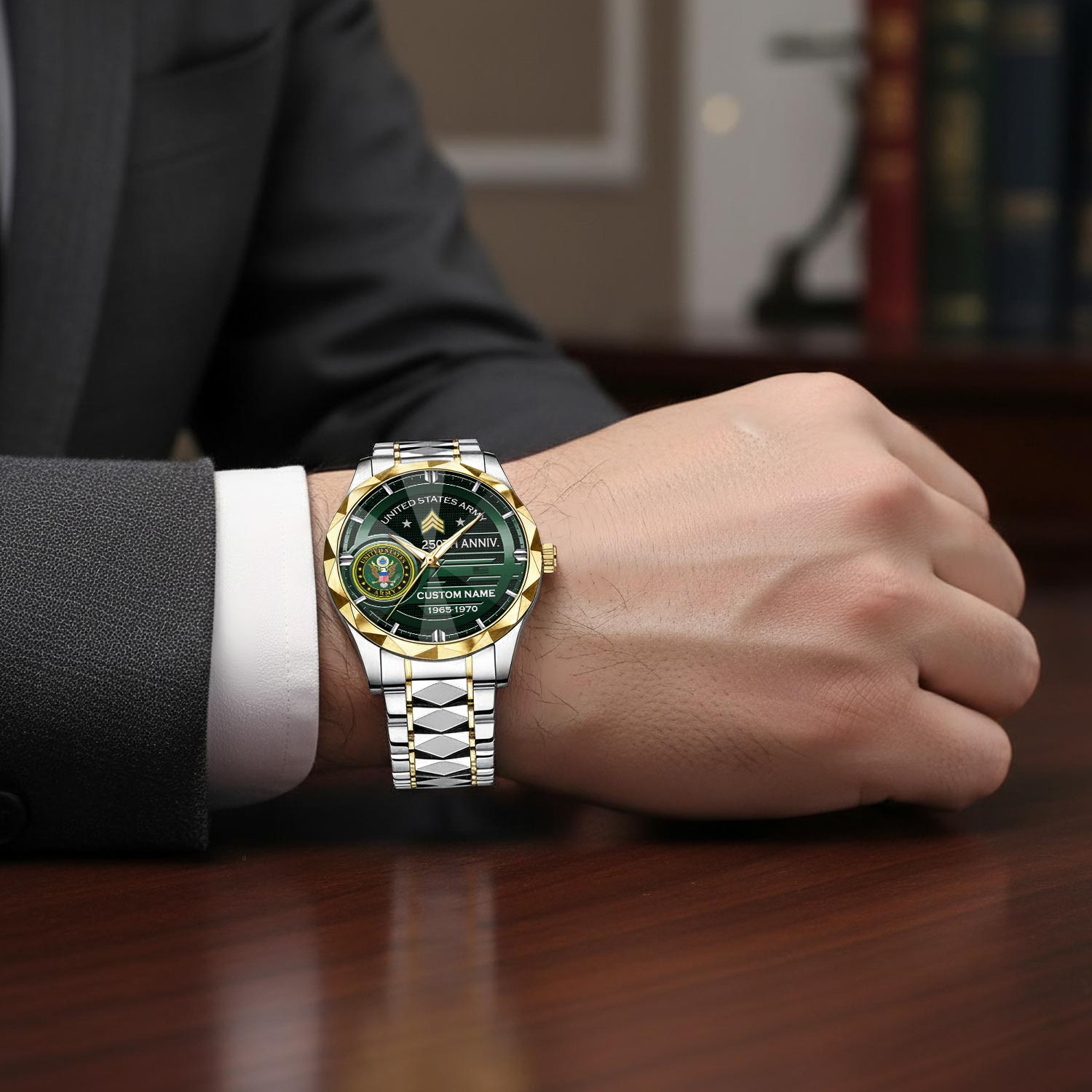 US Army, Honoring All Who Served - Diamond-Cut Bezel Watch - Image 7