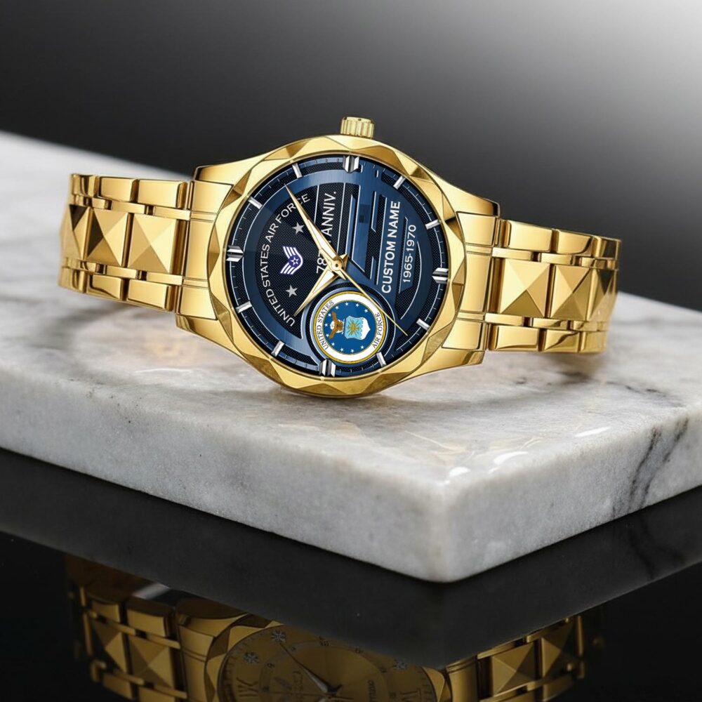 US Air Force, American By Birth, Veteran By Choice - Diamond-Cut Bezel Watch - Image 2
