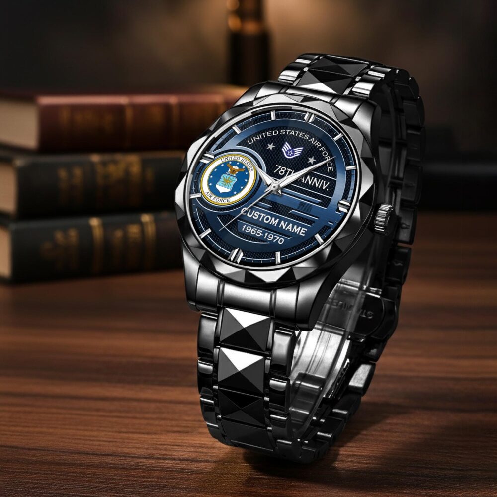 US Air Force, American By Birth, Veteran By Choice - Diamond-Cut Bezel Watch - Image 3