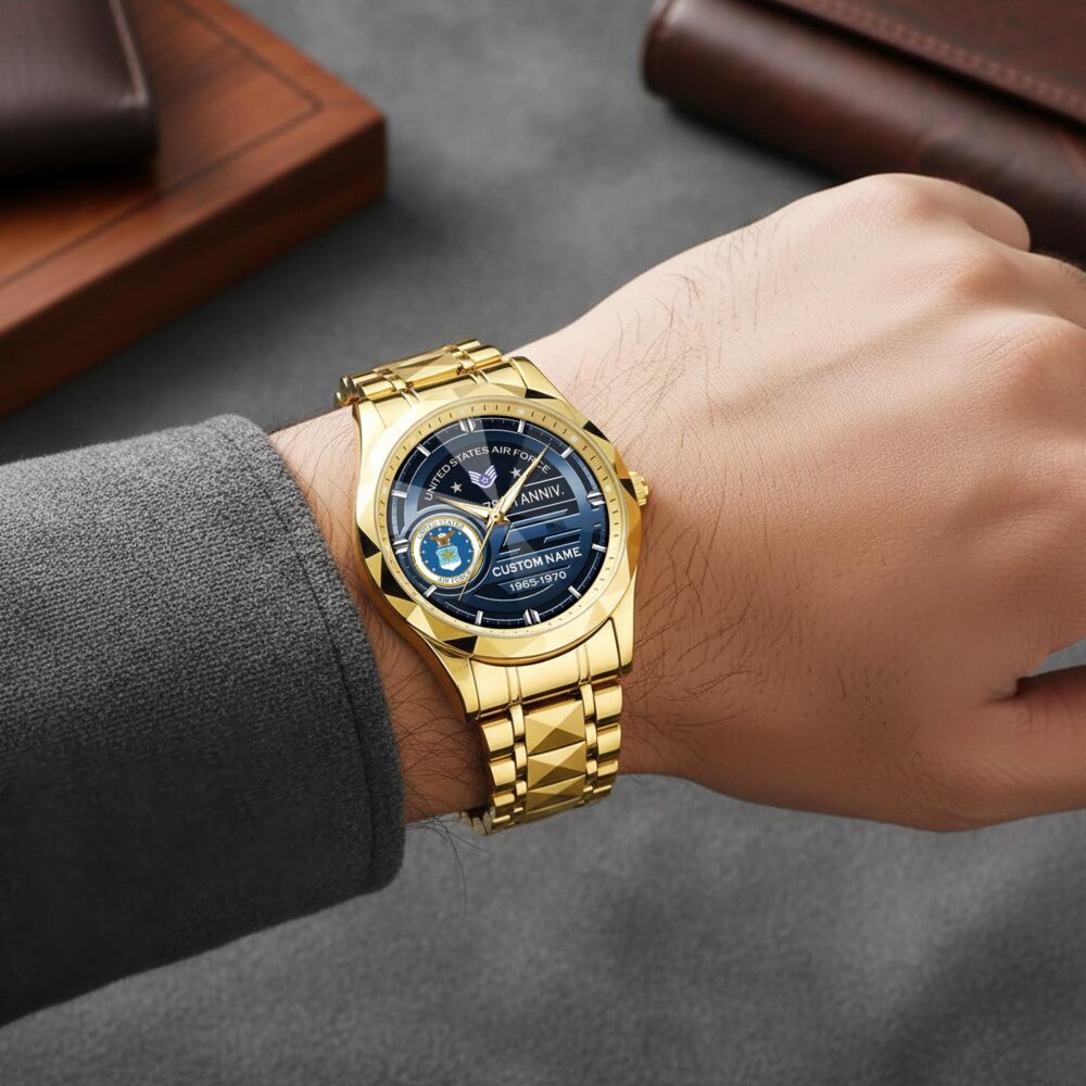 US Air Force, American By Birth, Veteran By Choice - Diamond-Cut Bezel Watch - Image 5