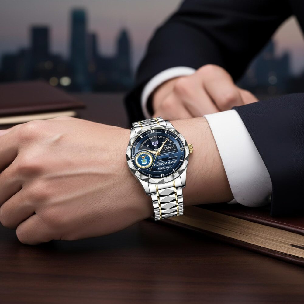 US Air Force, American By Birth, Veteran By Choice - Diamond-Cut Bezel Watch - Image 6