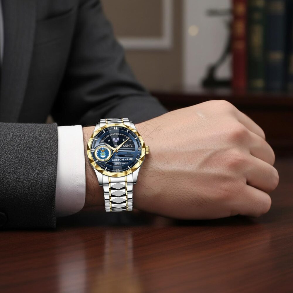 US Air Force, American By Birth, Veteran By Choice - Diamond-Cut Bezel Watch - Image 7