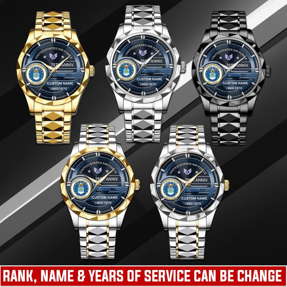 US Air Force, American By Birth, Veteran By Choice - Diamond-Cut Bezel Watch