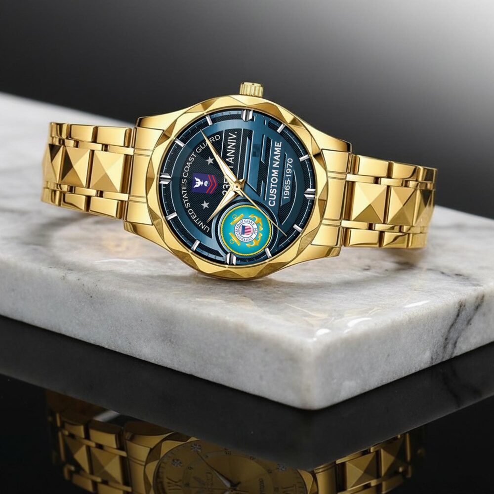 US Coast Guard, Thank a Veteran - Diamond-Cut Bezel Watch - Image 2