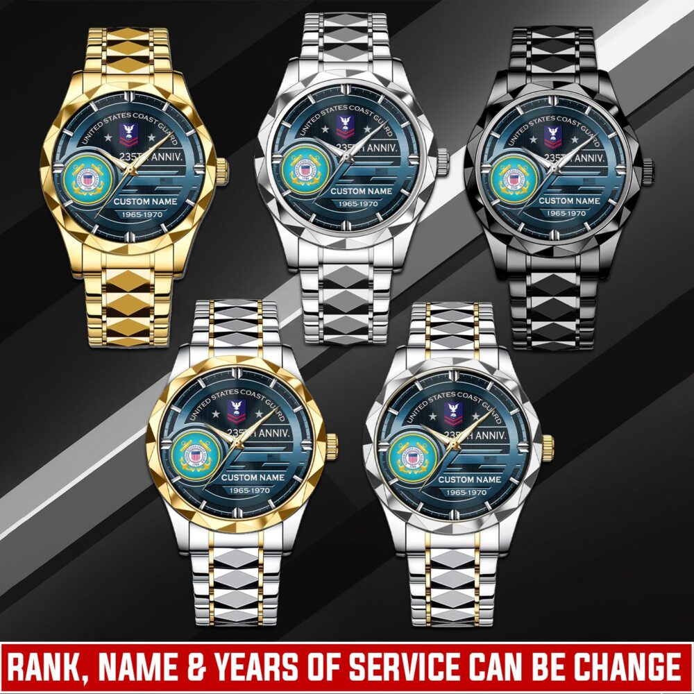 US Coast Guard, Thank a Veteran - Diamond-Cut Bezel Watch