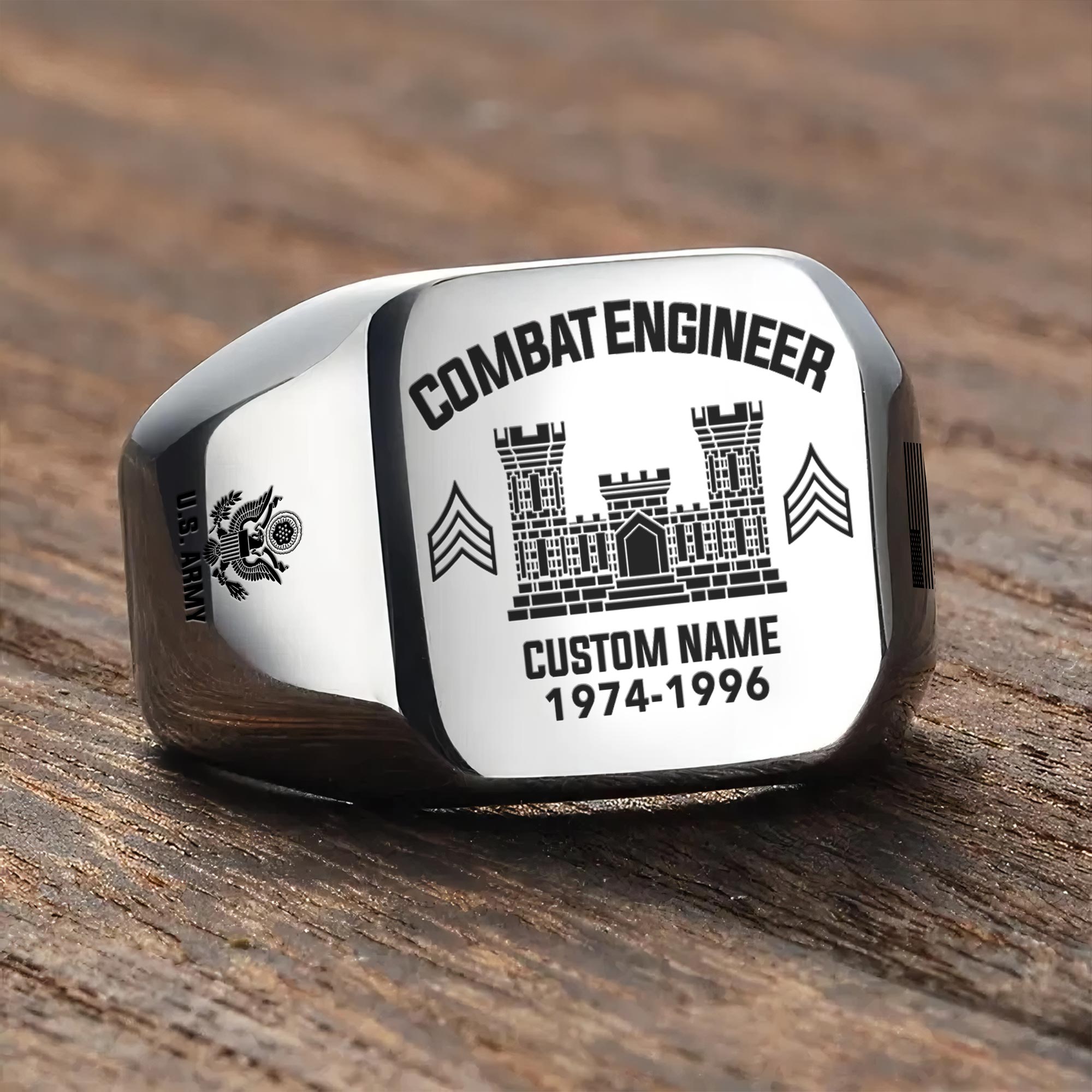Army Branch, E 8 Army First Sergeant - Engraved Men's Ring - Image 3