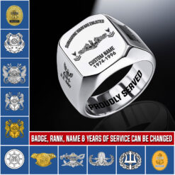 Navy Badge, Honor The Fallen - Engraved Men's Ring