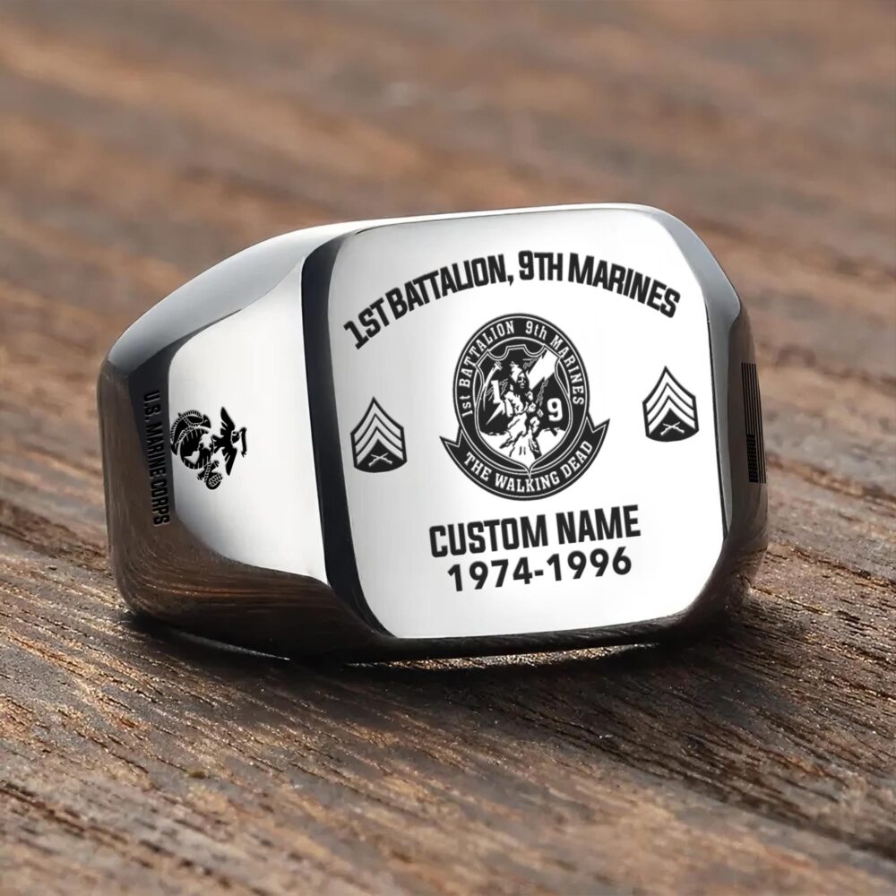 Marine Battalion, W 4 Marines Chief Warrant Officer 4 - Engraved Men's Ring - Image 3