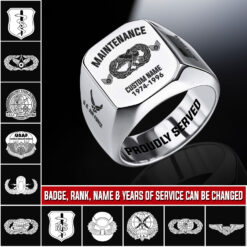 Air Force Badge, Lest We Forget - Engraved Men's Ring